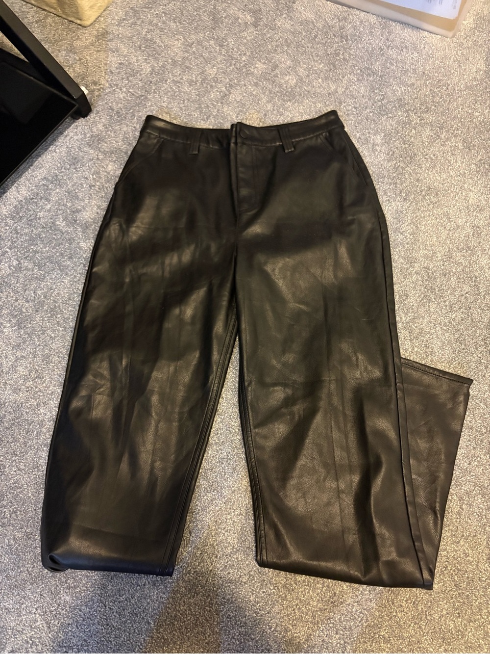 ASOS DESIGN Tall faux leather straight leg pants in black- 8